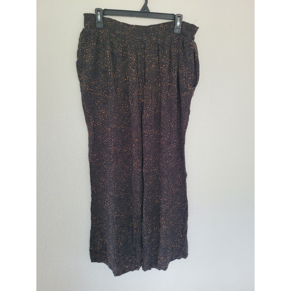 DR2 Womens 1X Black Gold Metallic Speckled Wide Leg Smocked Waist Pants #2 - Picture 4 of 7